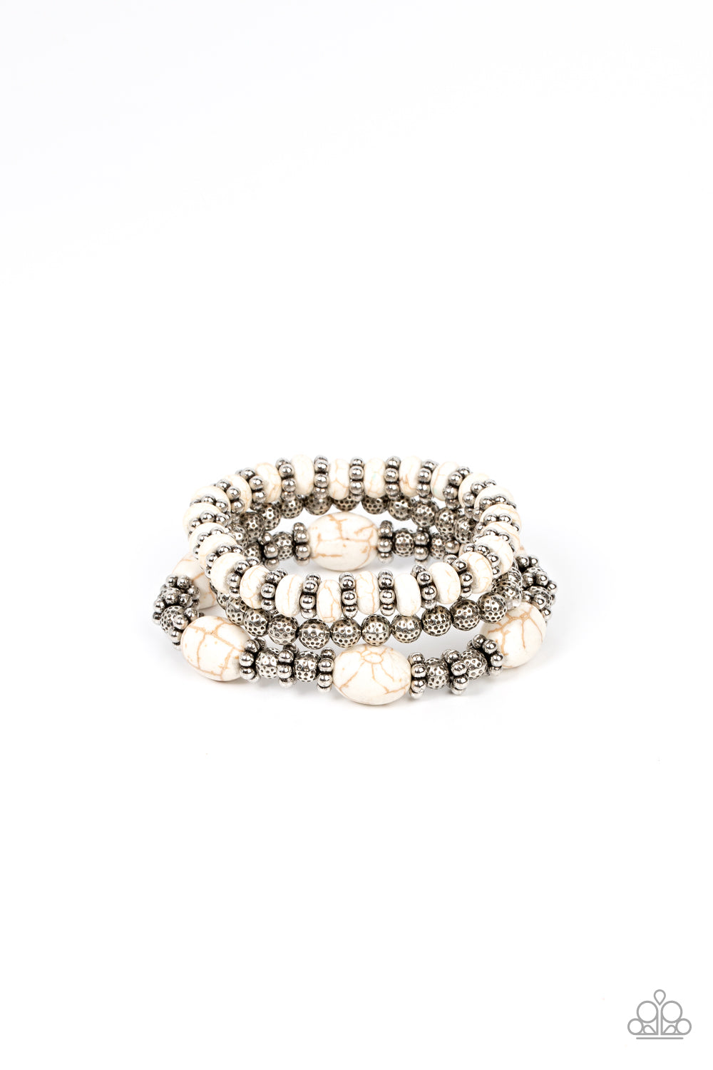 Take by SANDSTORM - White Cracked Stone Bracelet Paparazzi B0364