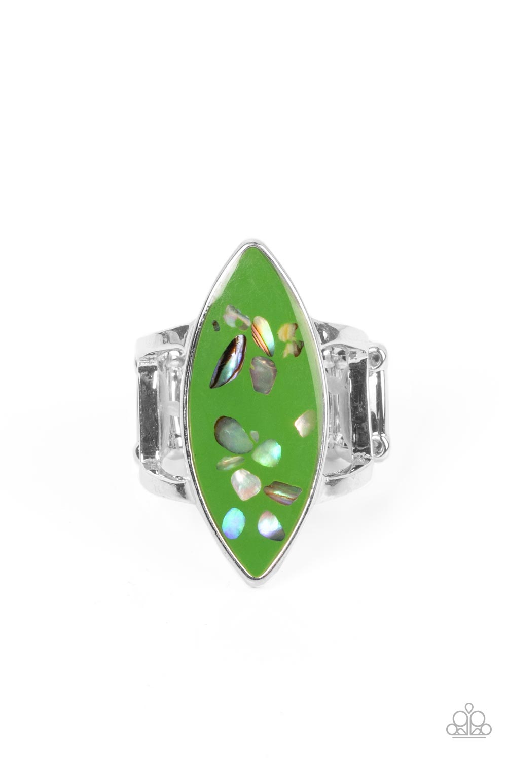 Oceanic Odyssey - Green Iridescent Shell Like Fleck Ring Paparazzi R0341