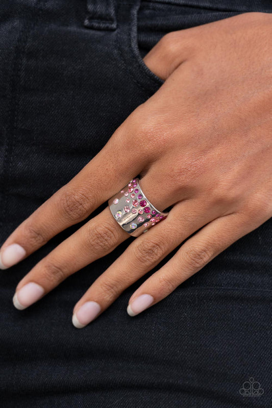 Sizzling Sultry - Pink Multicolored Rhinestone Ring Paparazzi R0327