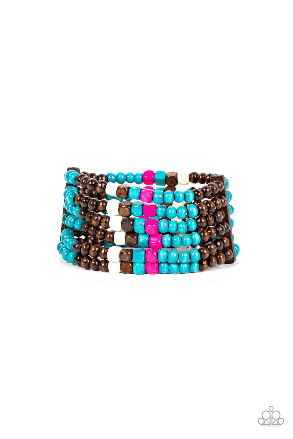 Dive into Maldives - Blue Wood Bracelet Paparazzi B0425