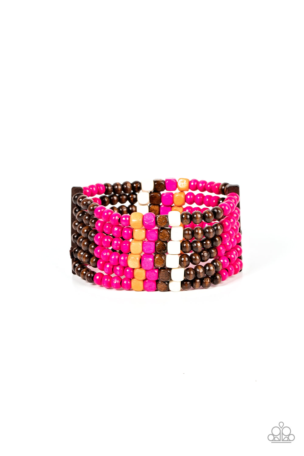 Dive into Maldives - Pink Wooden Bracelet Paparazzi B0481