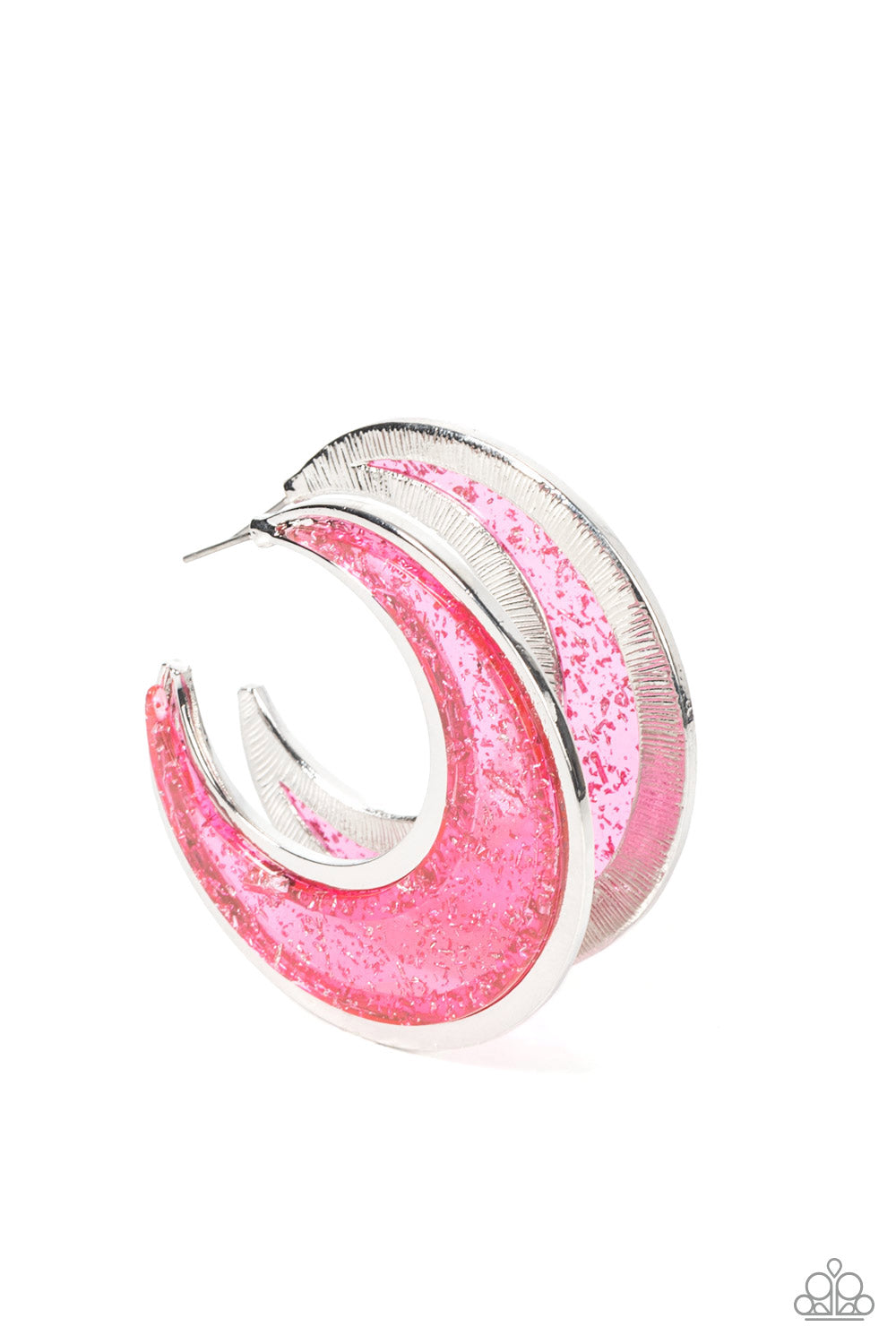 Charismatically Curvy - Pink Hoop Earring Paparazzi E0500