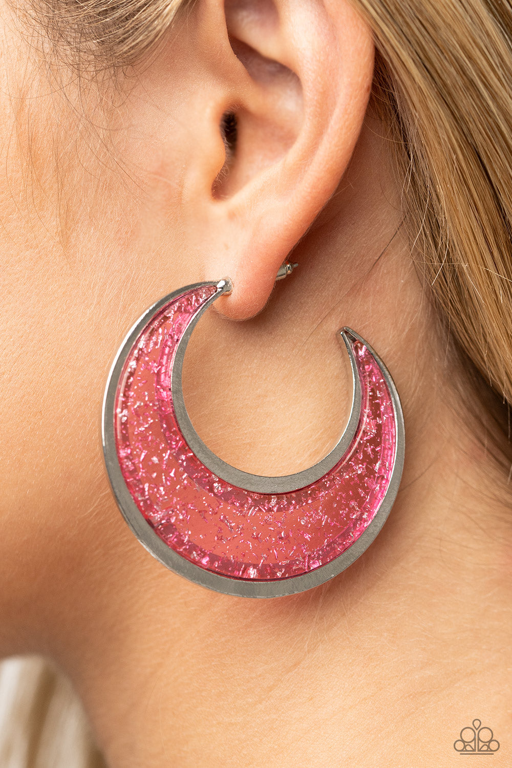 Charismatically Curvy - Pink Hoop Earring Paparazzi E0500