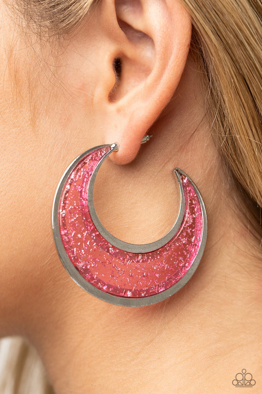 Charismatically Curvy - Pink Hoop Earring Paparazzi E0500