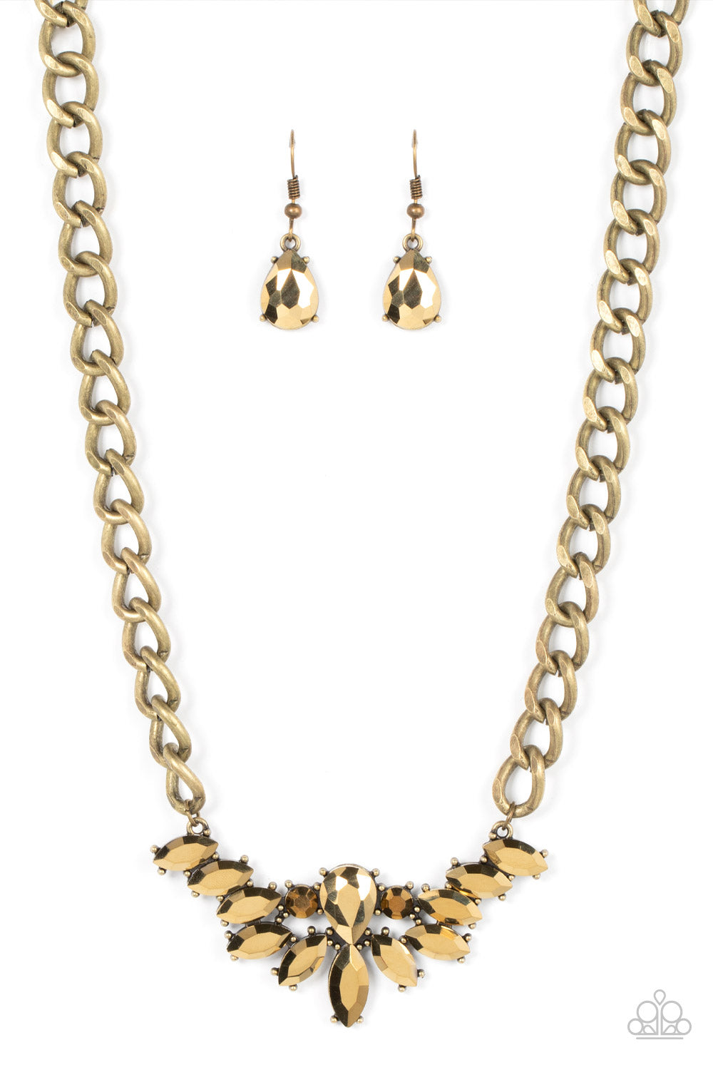 Come at Me - Brass Rhinestone Necklace Paparazzi N0702