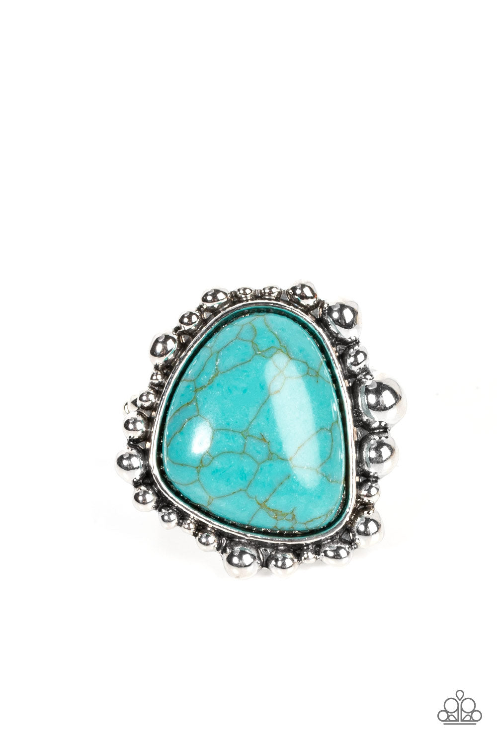 Don't DWELLER on It - Blue Cracked Stone Santa Fe Style Ring Paparazzi R0365