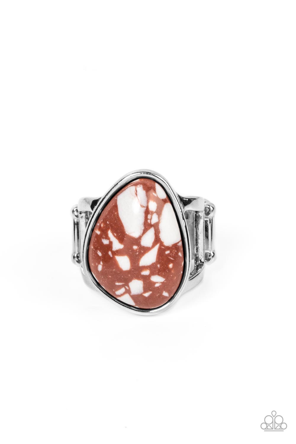 Earth Hearth - Brown Asymmetrical Stone Ring Paparazzi R0271