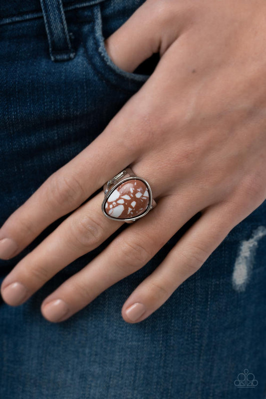 Earth Hearth - Brown Asymmetrical Stone Ring Paparazzi R0271