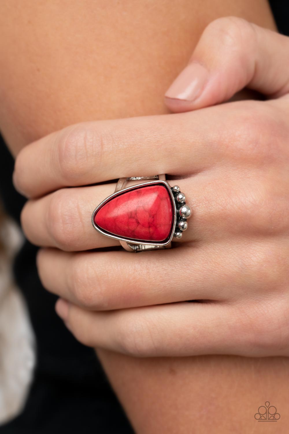 Authentically Adobe - Red Fire Whirl Stone Santa Fe Style Ring Paparazzi R0318