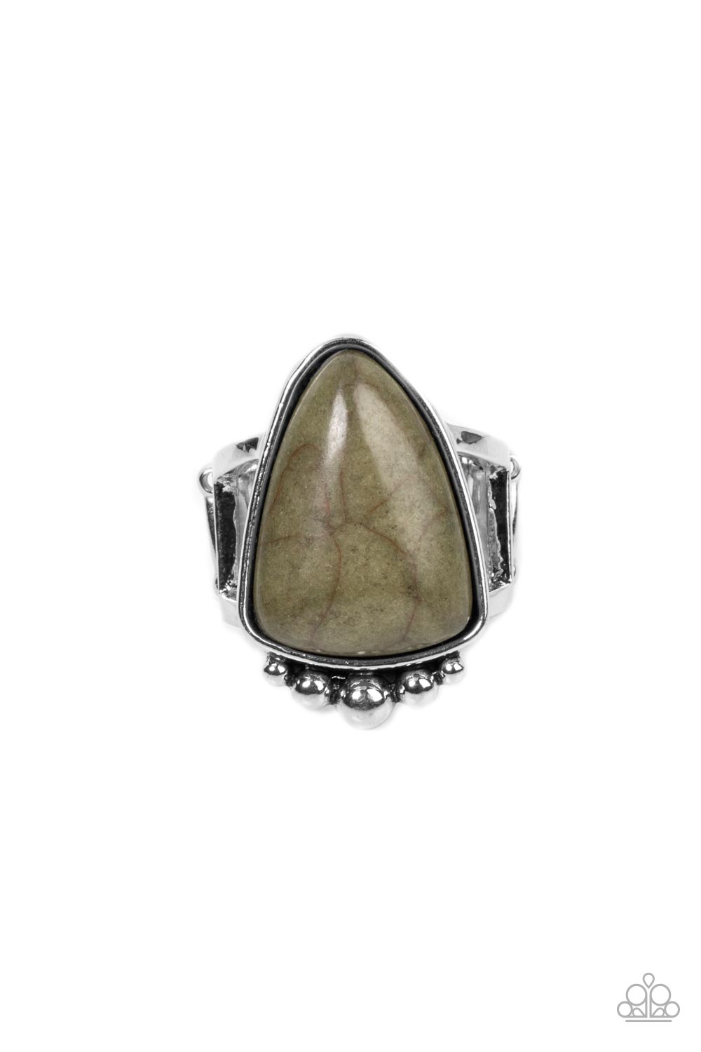 Authentically Adobe - Green Olive Branch Santa Fe Style Stone Ring Paparazzi R0480