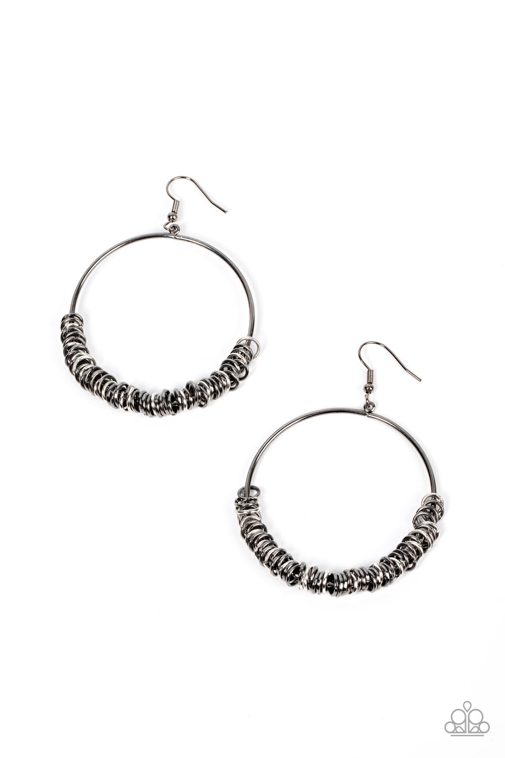 Retro Ringleader Multi Gunmetal & Silver Ring Earring Paparazzi E0815