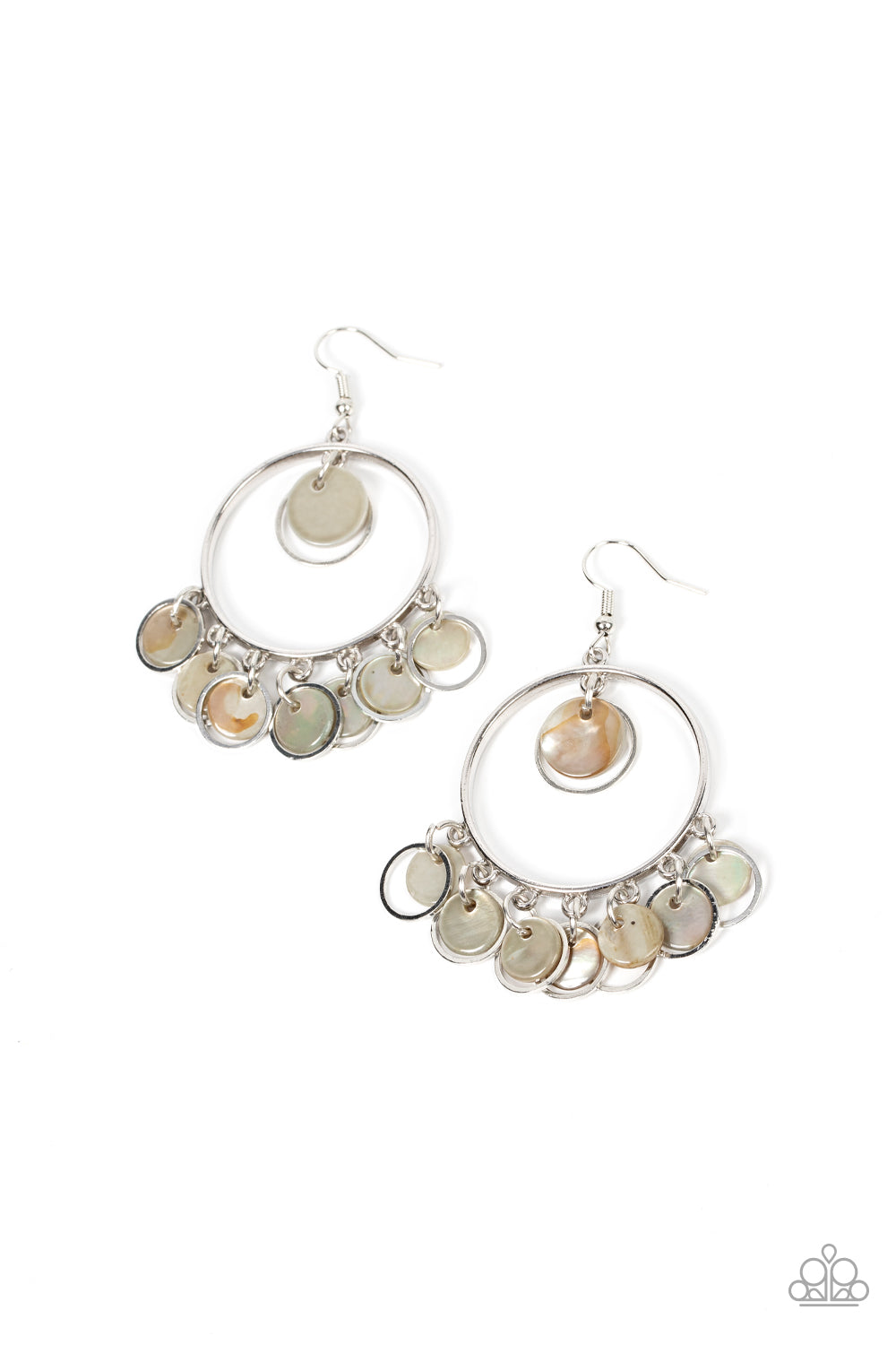 Cabana Charm - Silver Shell Earring Paparazzi E0706