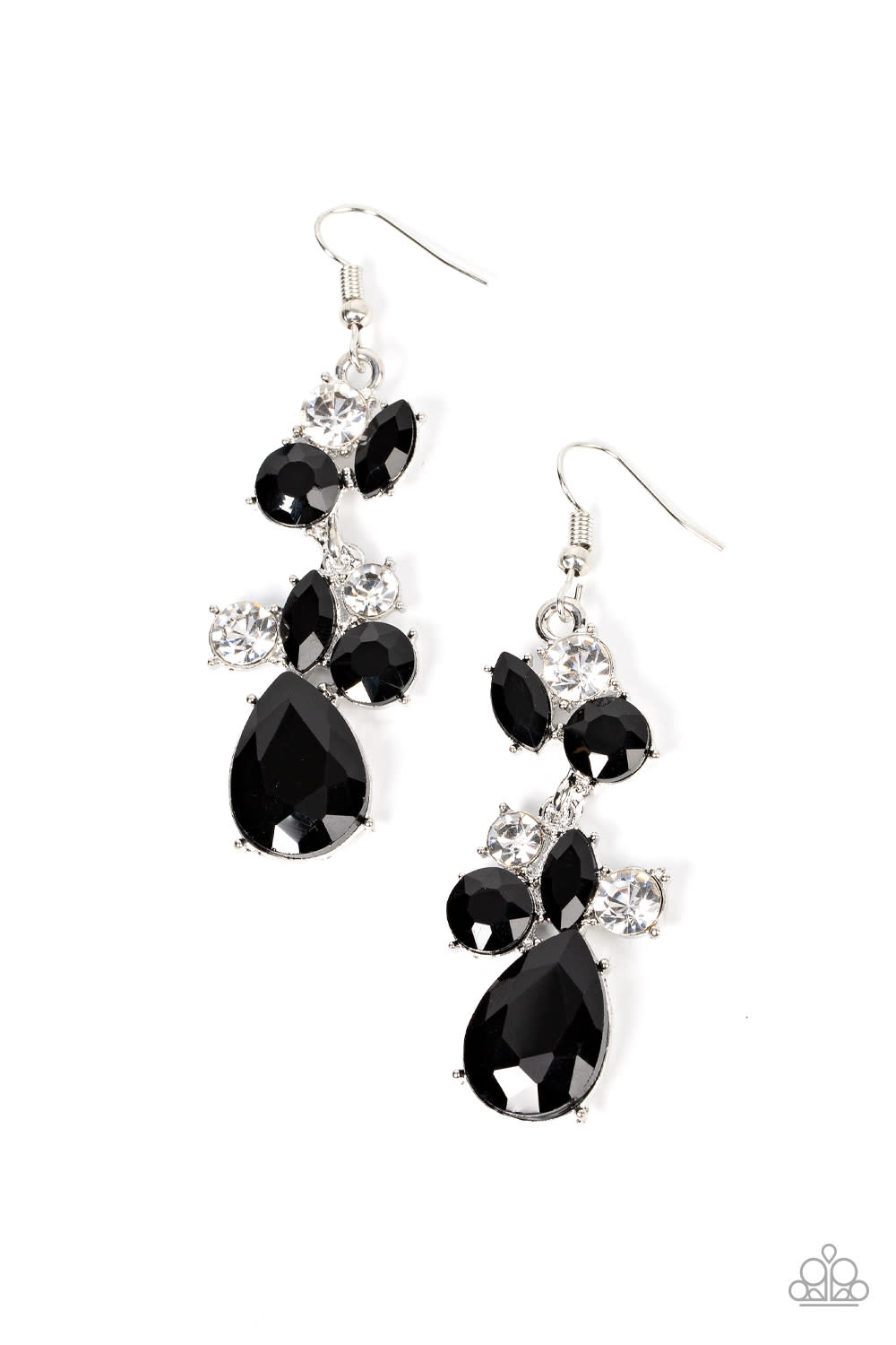 Rhinestone Reveler - Black & White Elegant Rhinestone Earring Paparazzi E1695