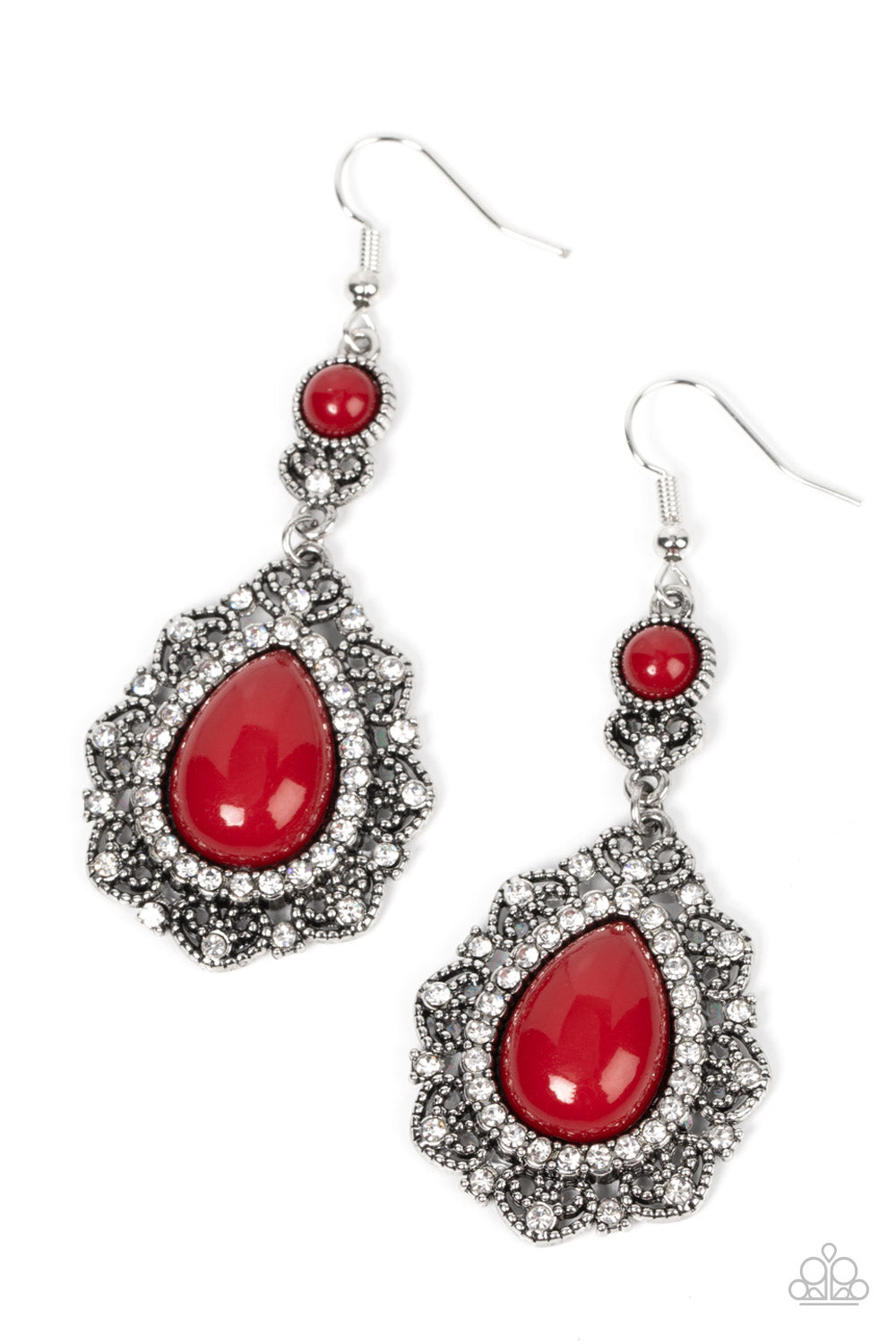 Palace Bribe - Red Wine Teardrop Earring Paparazzi E1250