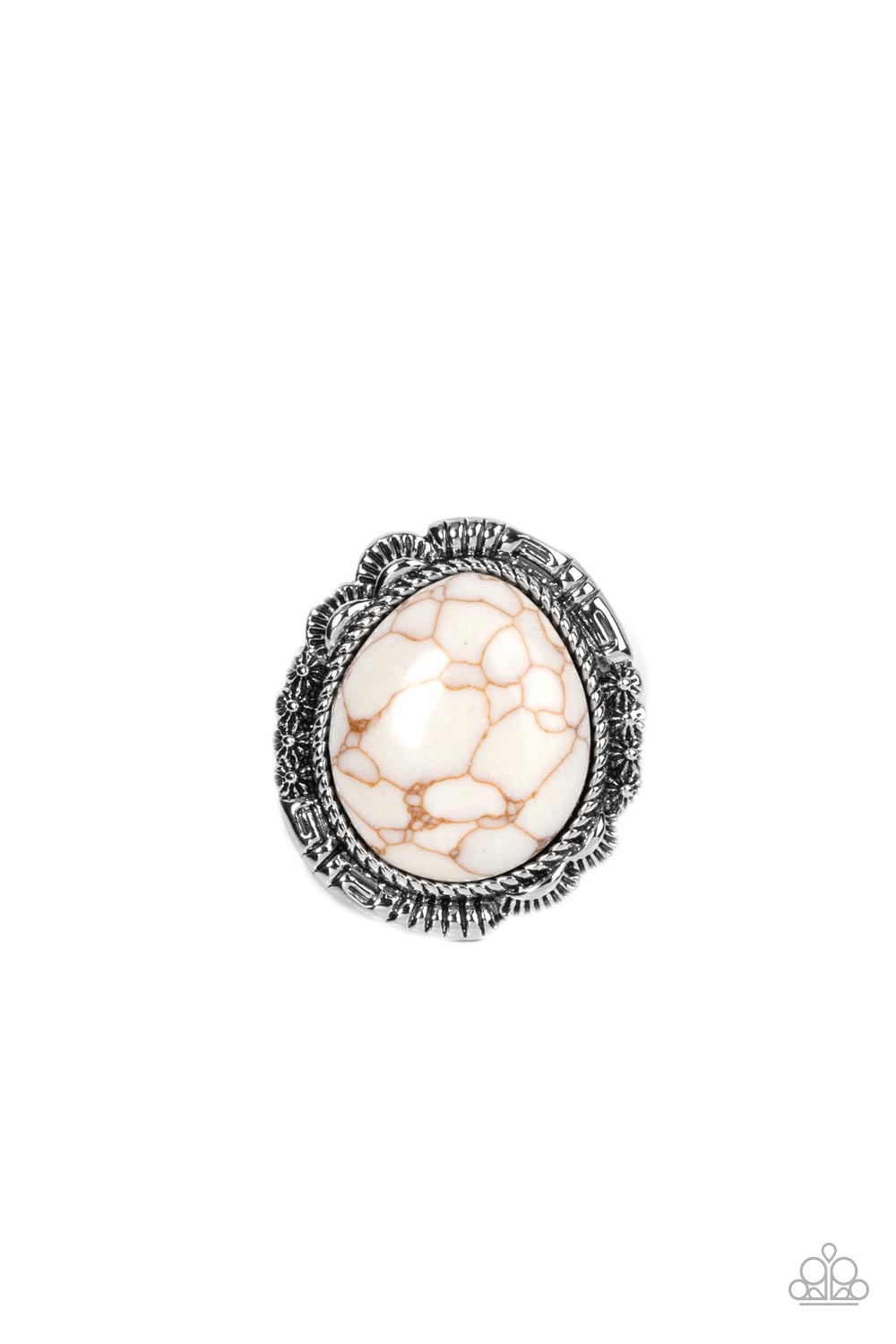 Salt of the Earth - White Stone Santa Fe Style Ring Paparazzi R0328