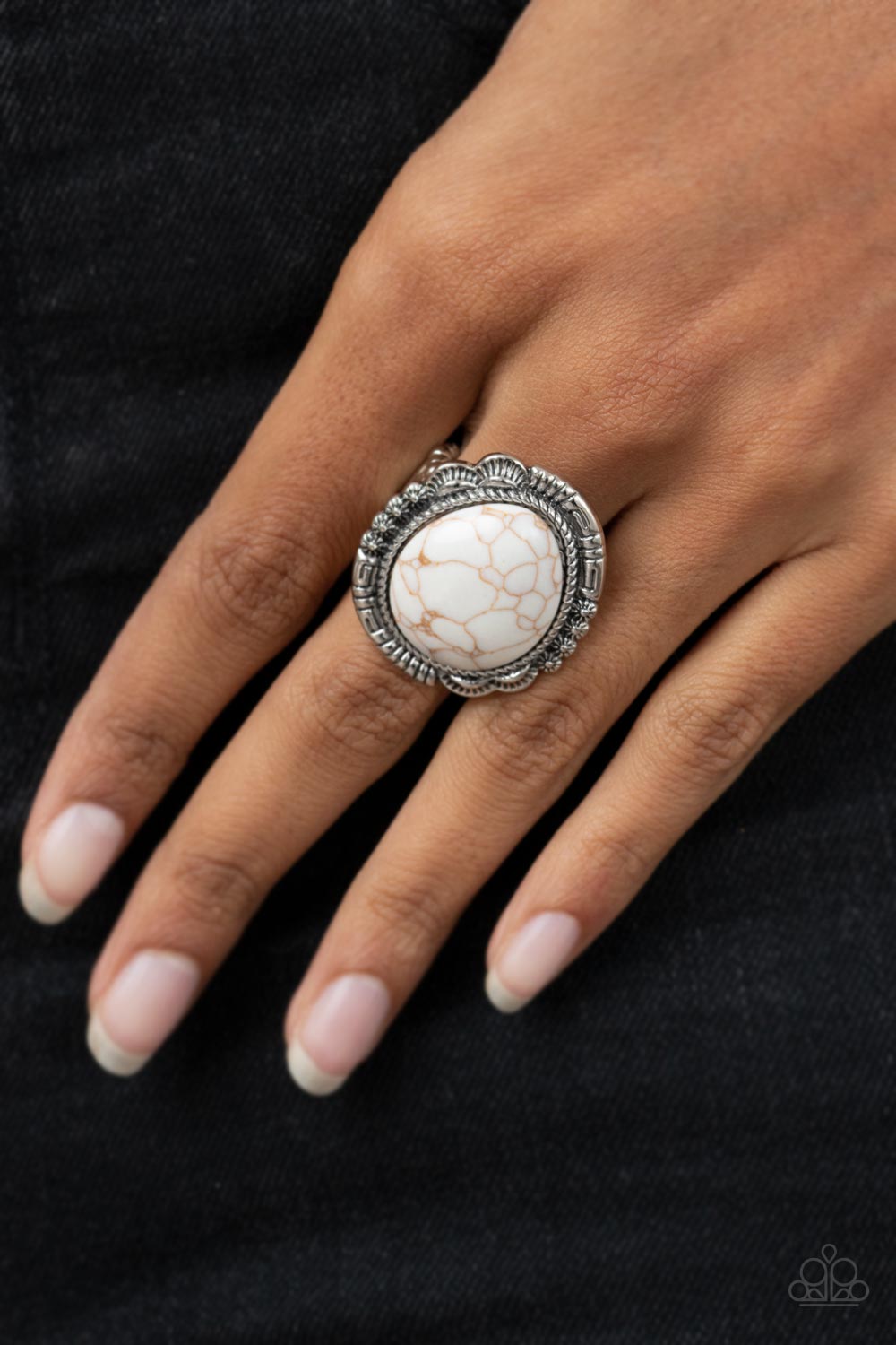 Salt of the Earth - White Stone Santa Fe Style Ring Paparazzi R0328