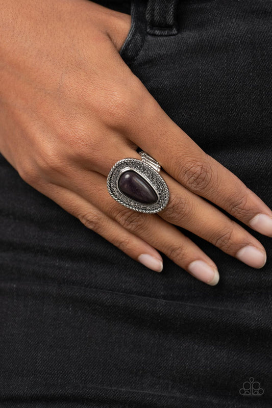 Downtown Desertscape - Black Stone Silver Santa Fe Style Ring Paparazzi R0610