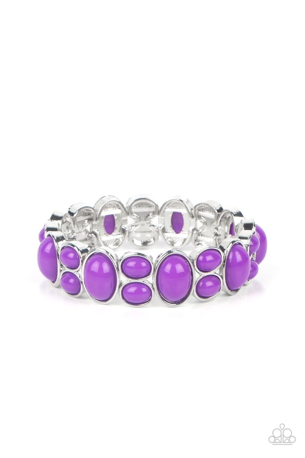 Tic Tac Dance - Purple Oval Bead Stretch Bracelet Paparazzi B0982