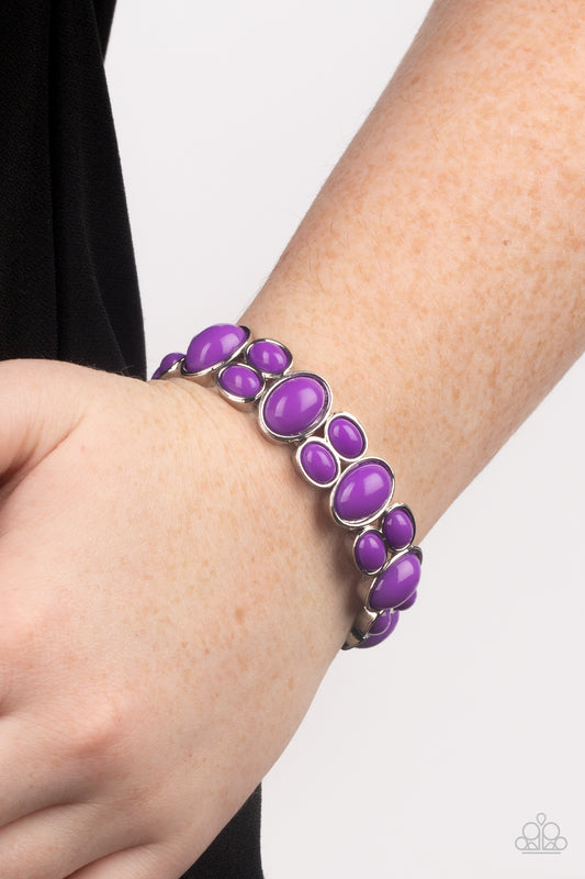 Tic Tac Dance - Purple Oval Bead Stretch Bracelet Paparazzi B0982