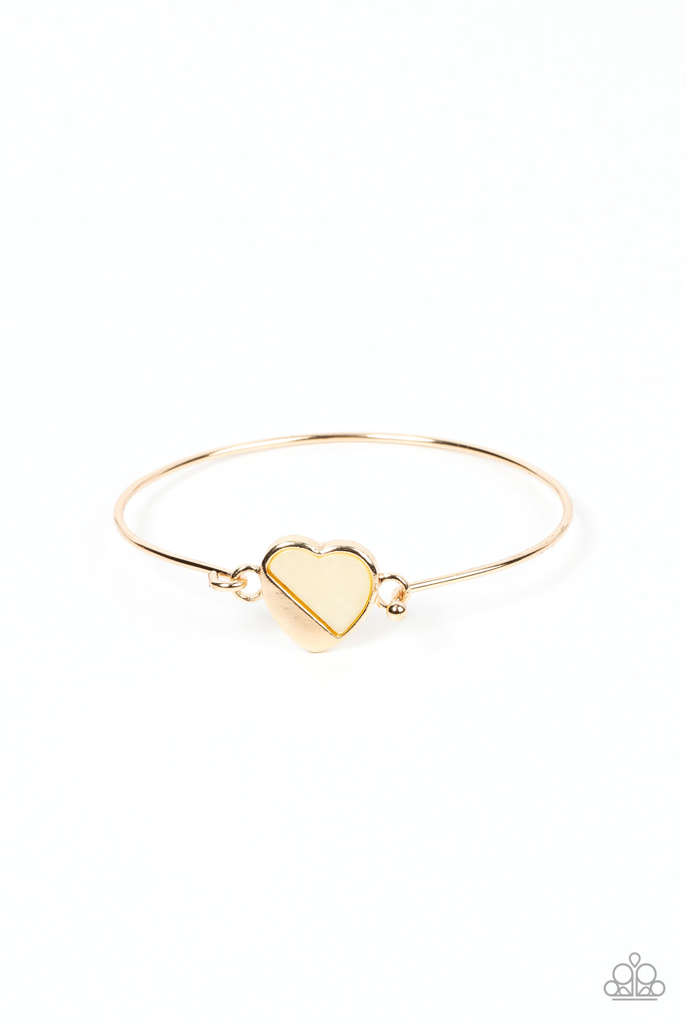 Hidden Intentions - Gold Heart Bangle Bracelet Paparazzi B0465