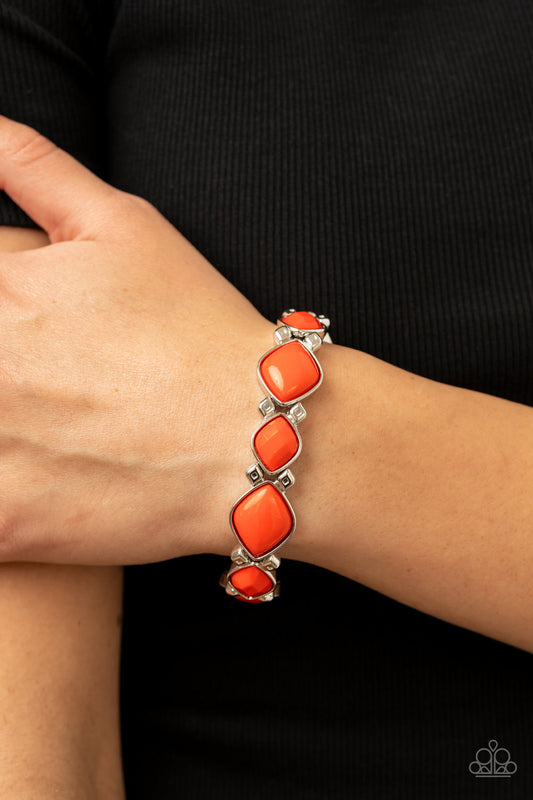 Boldly BEAD-azzled - Burnt Orange Stretch Bracelet Paparazzi B0080