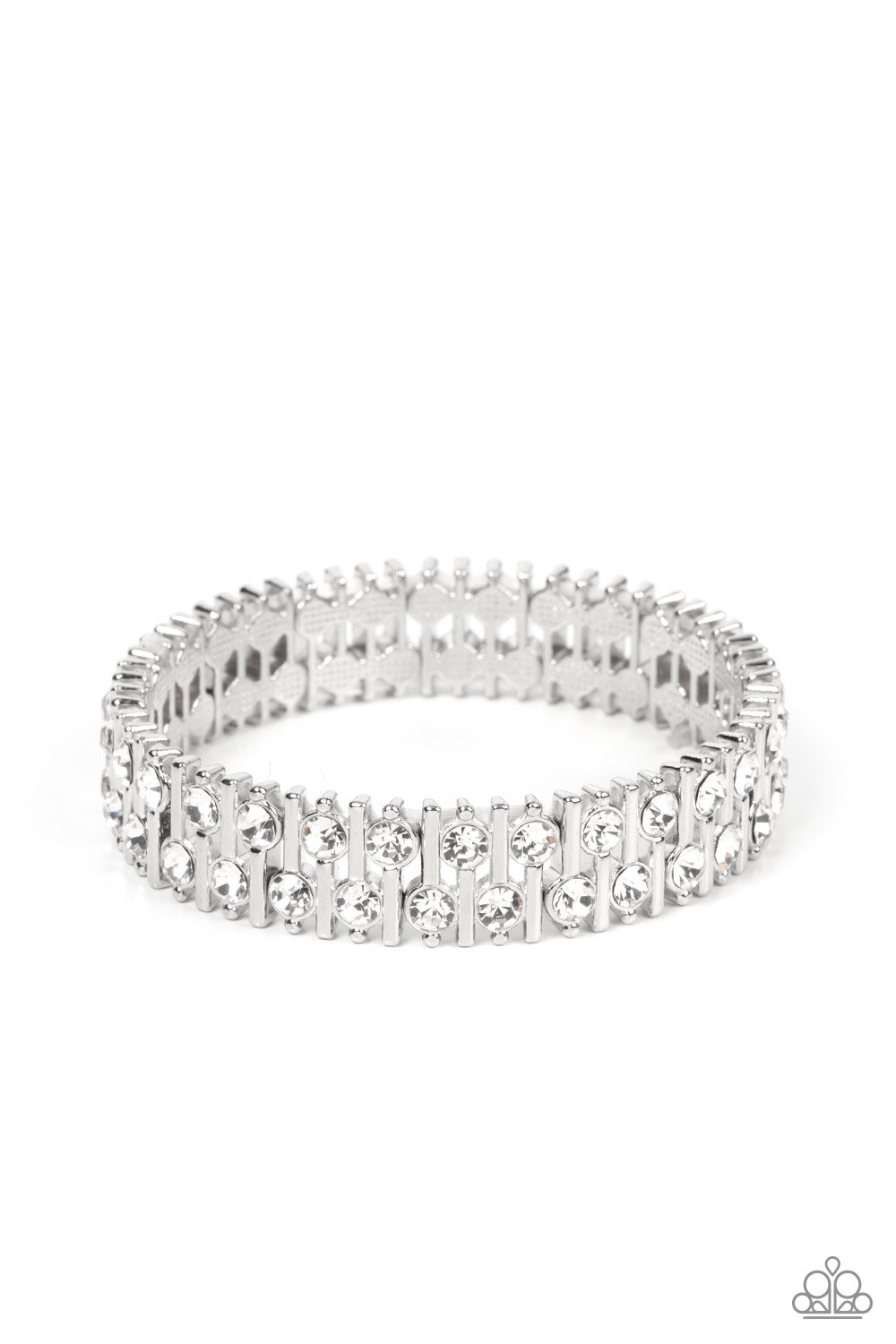 Generational Glimmer - White Rhinestone Stretch Bracelet Paparazzi B0744