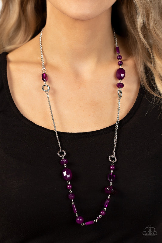 Craveable Color - Purple Plum Bead On Silver Chain Necklace Paparazzi N1324