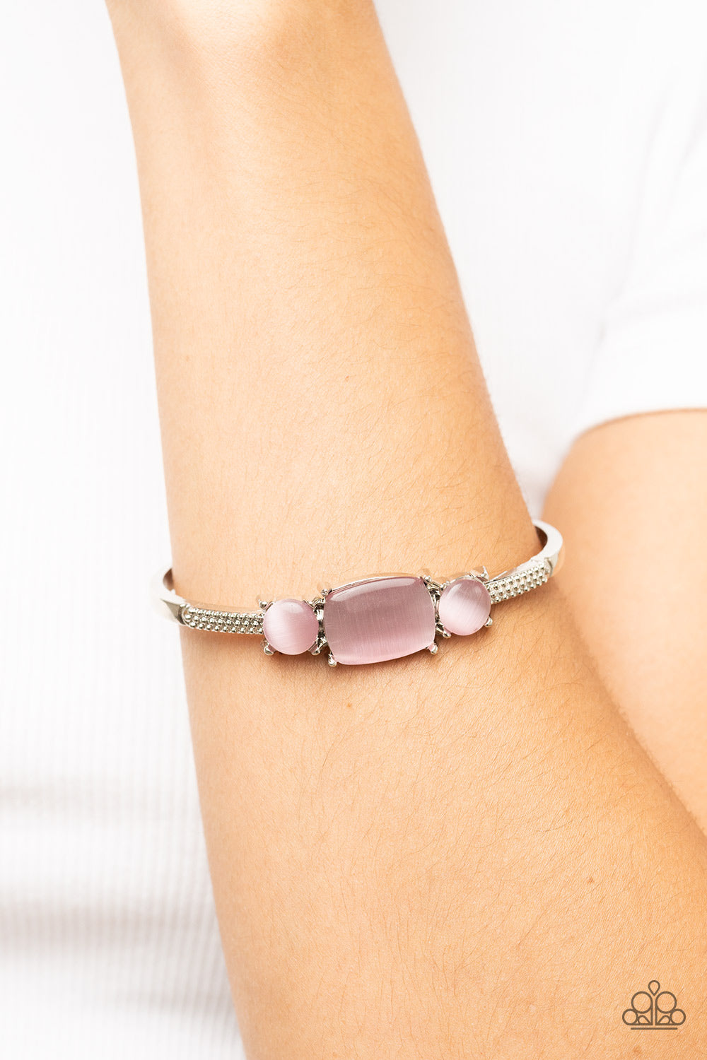 Tranquil Treasure - Pink Cat's Eye Stone Cuff Bracelet Paparazzi B1061