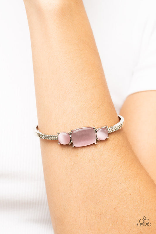 Tranquil Treasure - Pink Cat's Eye Stone Cuff Bracelet Paparazzi B1061