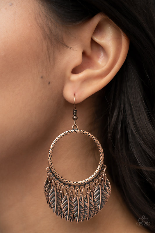 FOWL Tempered - Copper Feather Santa Fe Style Earring Paparazzi E1095