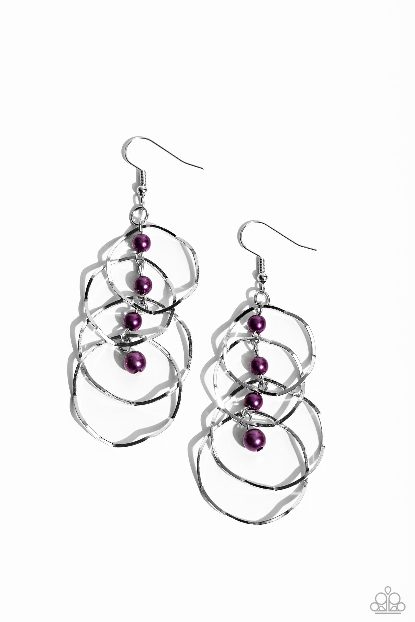 Pearl Palooza - Purple Plum Pearl Silver Earring Paparazzi E1550