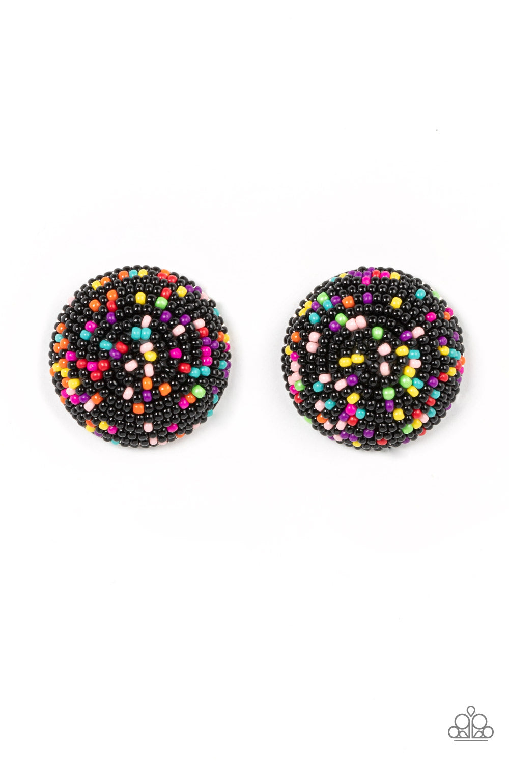 Kaleidoscope Sky - Black Multicolored Bead Earring Paparazzi E0581