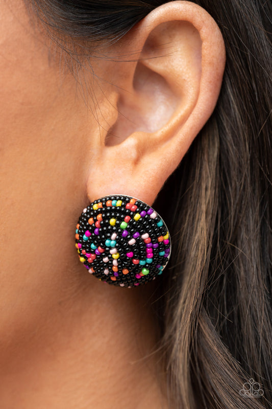 Kaleidoscope Sky - Black Multicolored Bead Earring Paparazzi E0581