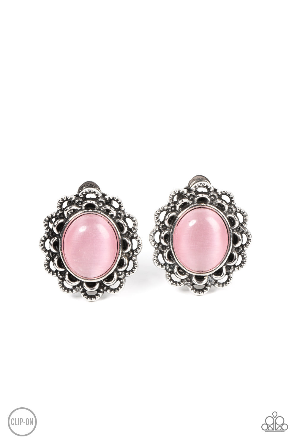 Garden Gazebo - Pink Cat's Eye Clip On Earring Paparazzi E0620