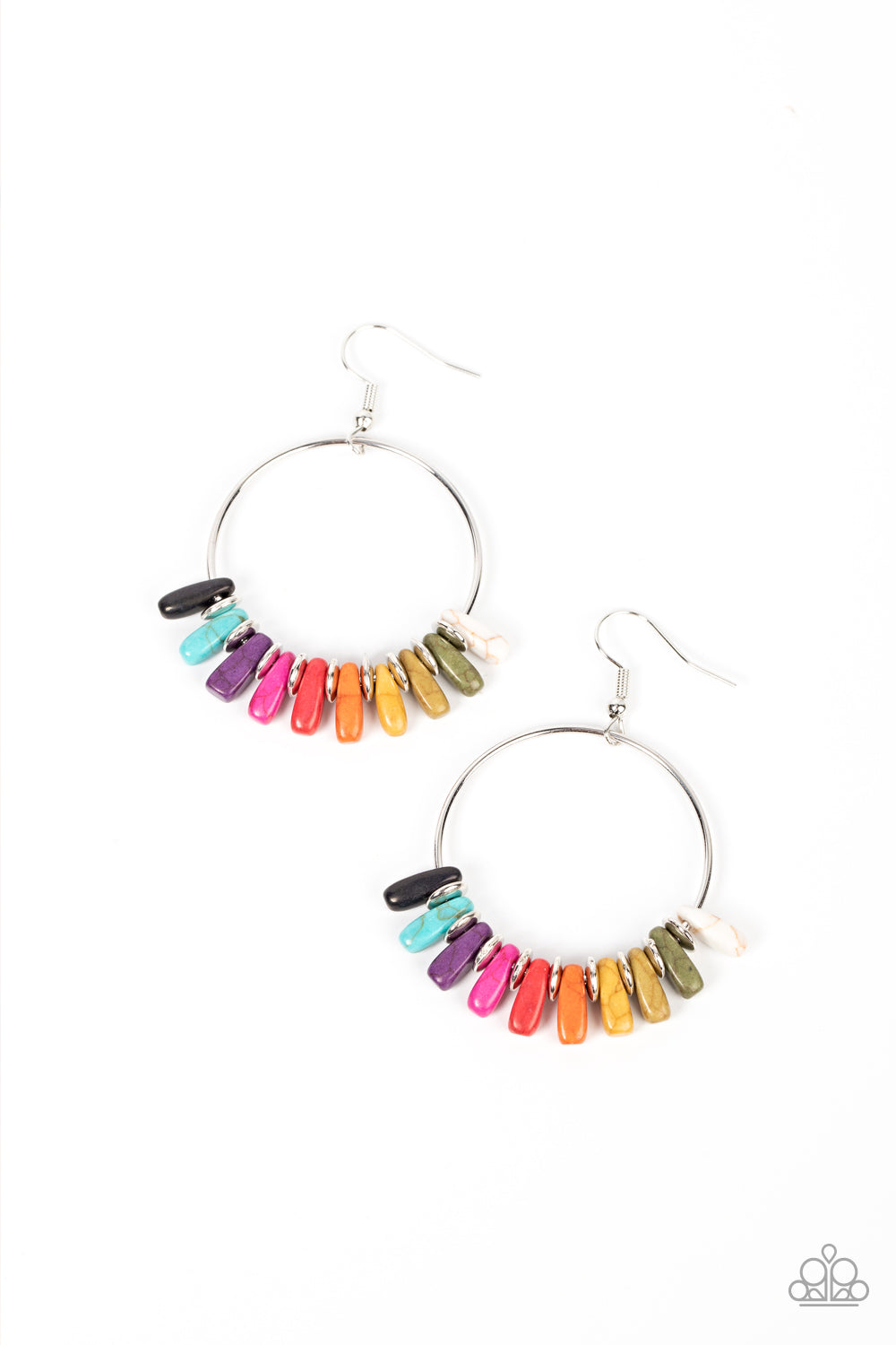 Earthy Ensemble - Multi Colored Stone Santa Fe Style Earring E0713