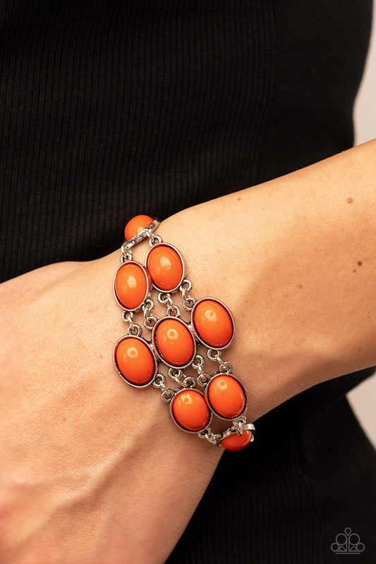 Color Wheel Garden - Orange Oval Bead Bracelet Paparazzi B0742