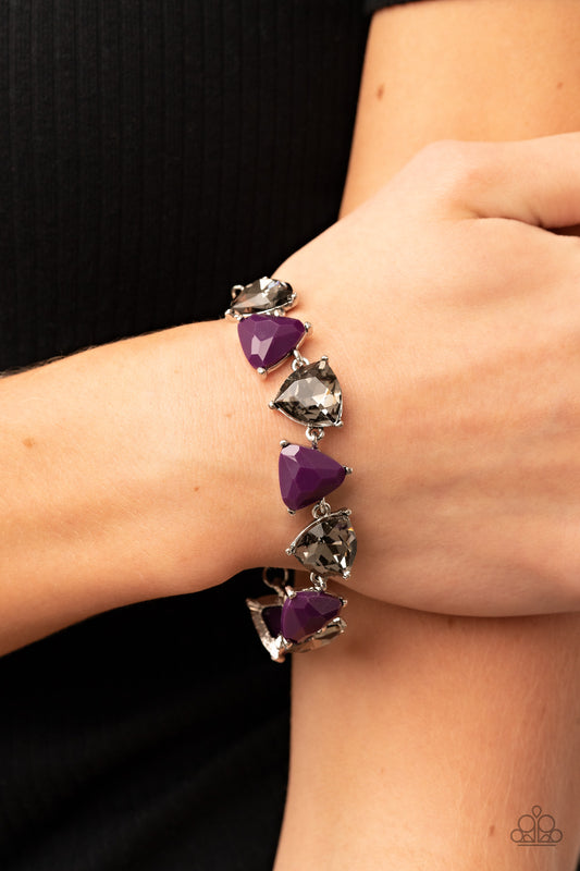 Pumped up Prisms - Purple Plum Bead And Smoky Gem Bracelet Paparazzi B0702