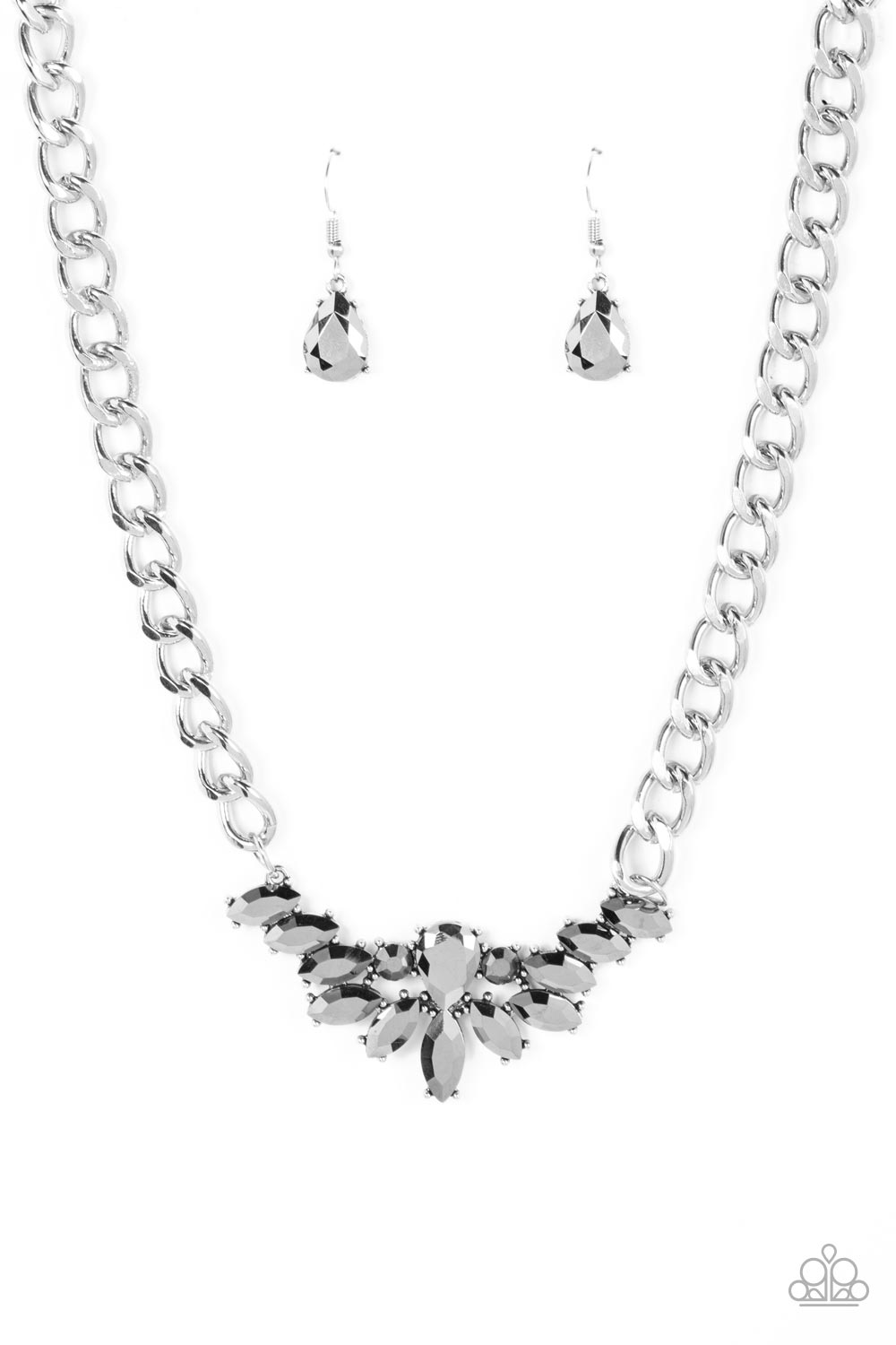 Come at Me - Silver Rhinestone Necklace Paparazzi N0813