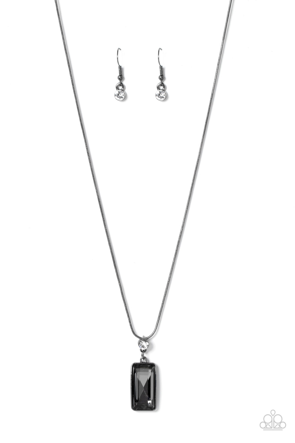 Cosmic Curator - Black Smoky Gem Gunmetal Chain Necklace Paparazzi N0922