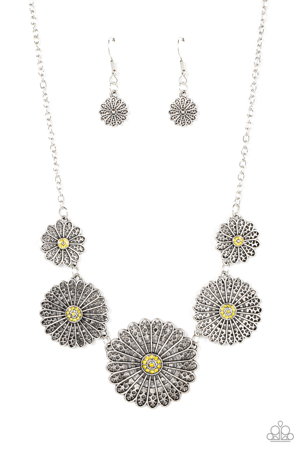 Marigold Meadows - Yellow Rhinestone Necklace Paparazzi N0697