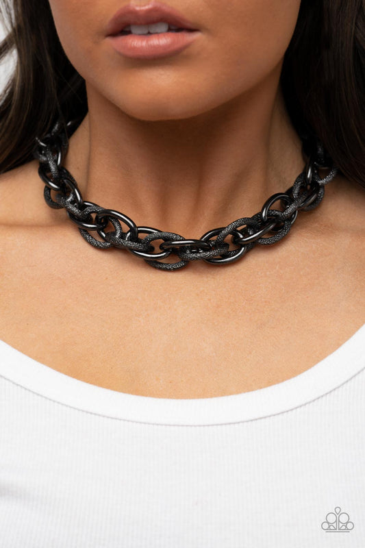 License to Chill - Black gunmetal Oversized Chain Necklace Paparazzi N1825