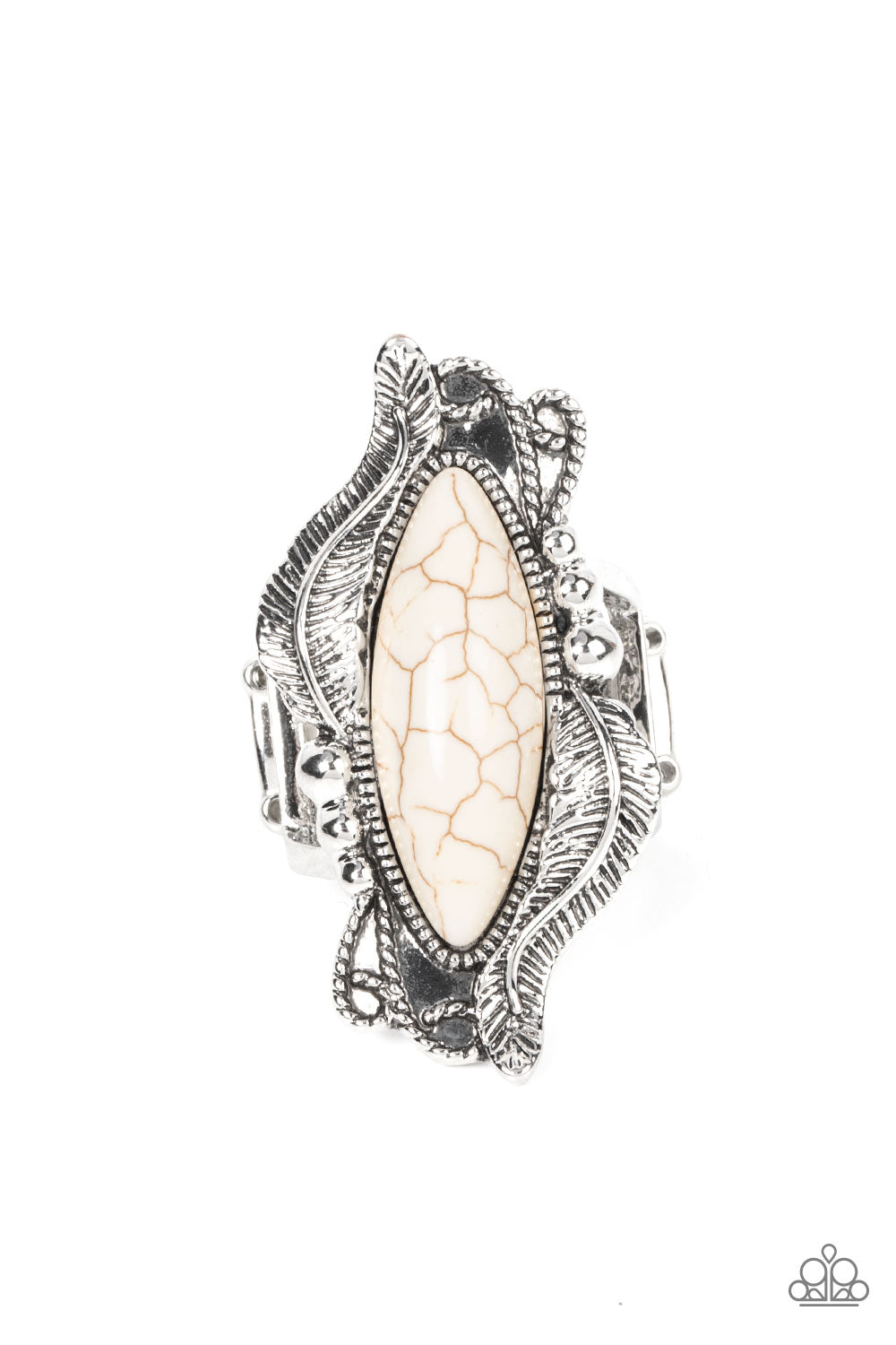 Sahara Serendipity - White Cracked Stone Ring Paparazzi R0261