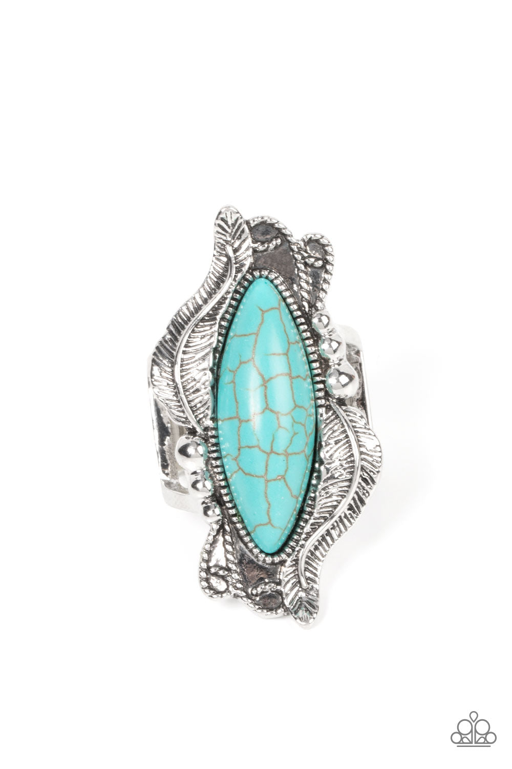 Sahara Serendipity - Blue Cracked Stone Ring Paparazzi R0257