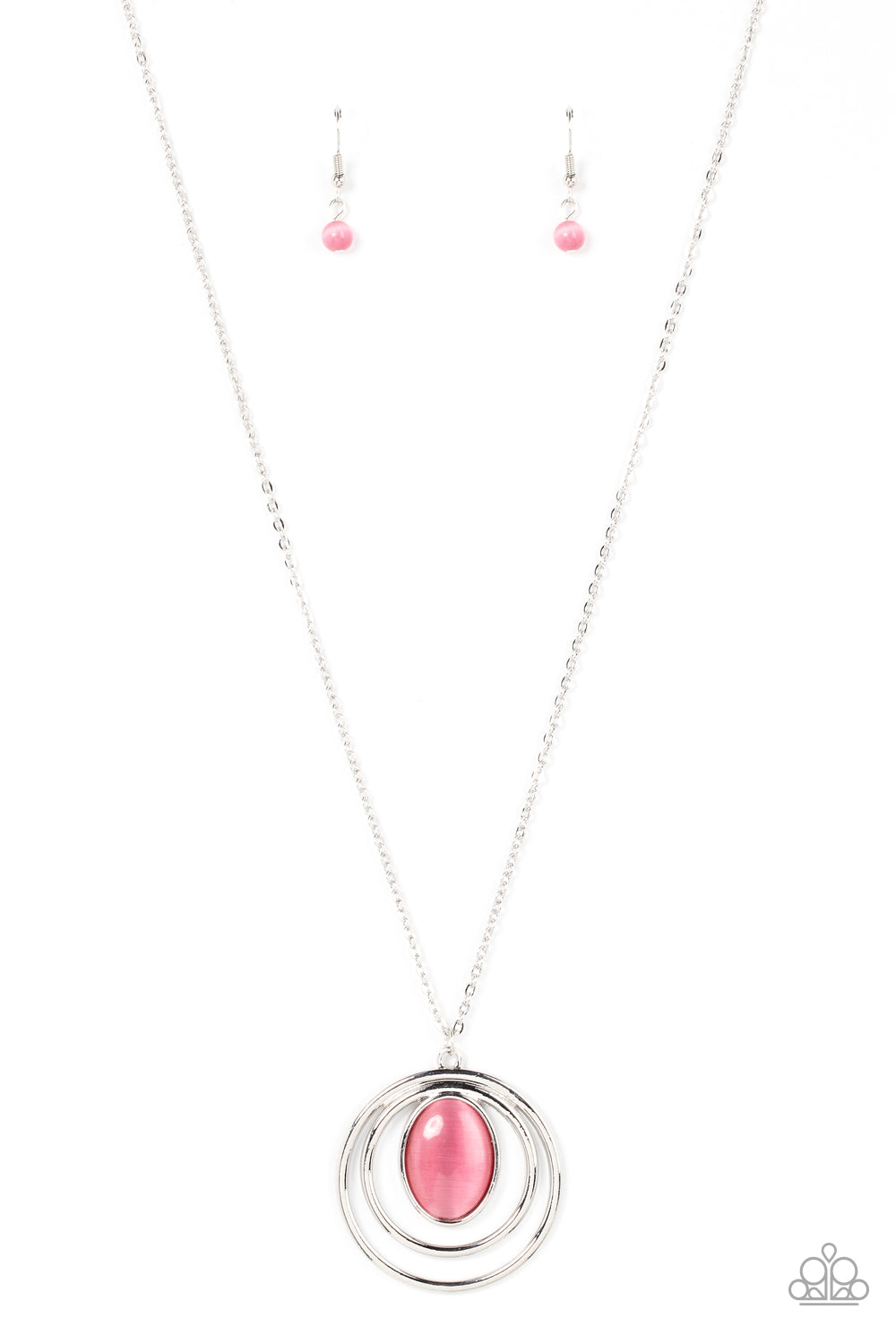 Epicenter of Elegance - Pink Cat's Eye Stone Necklace Paparazzi N1527