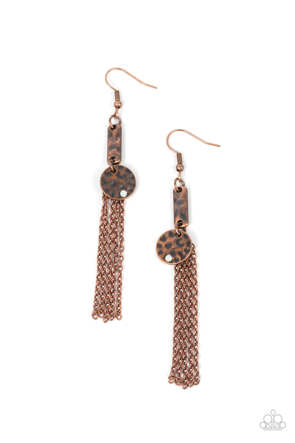 Twinkle Twinkle Little Trinket - Copper Chain & Single Opal Rhinestone Earring Paparazzi E0875