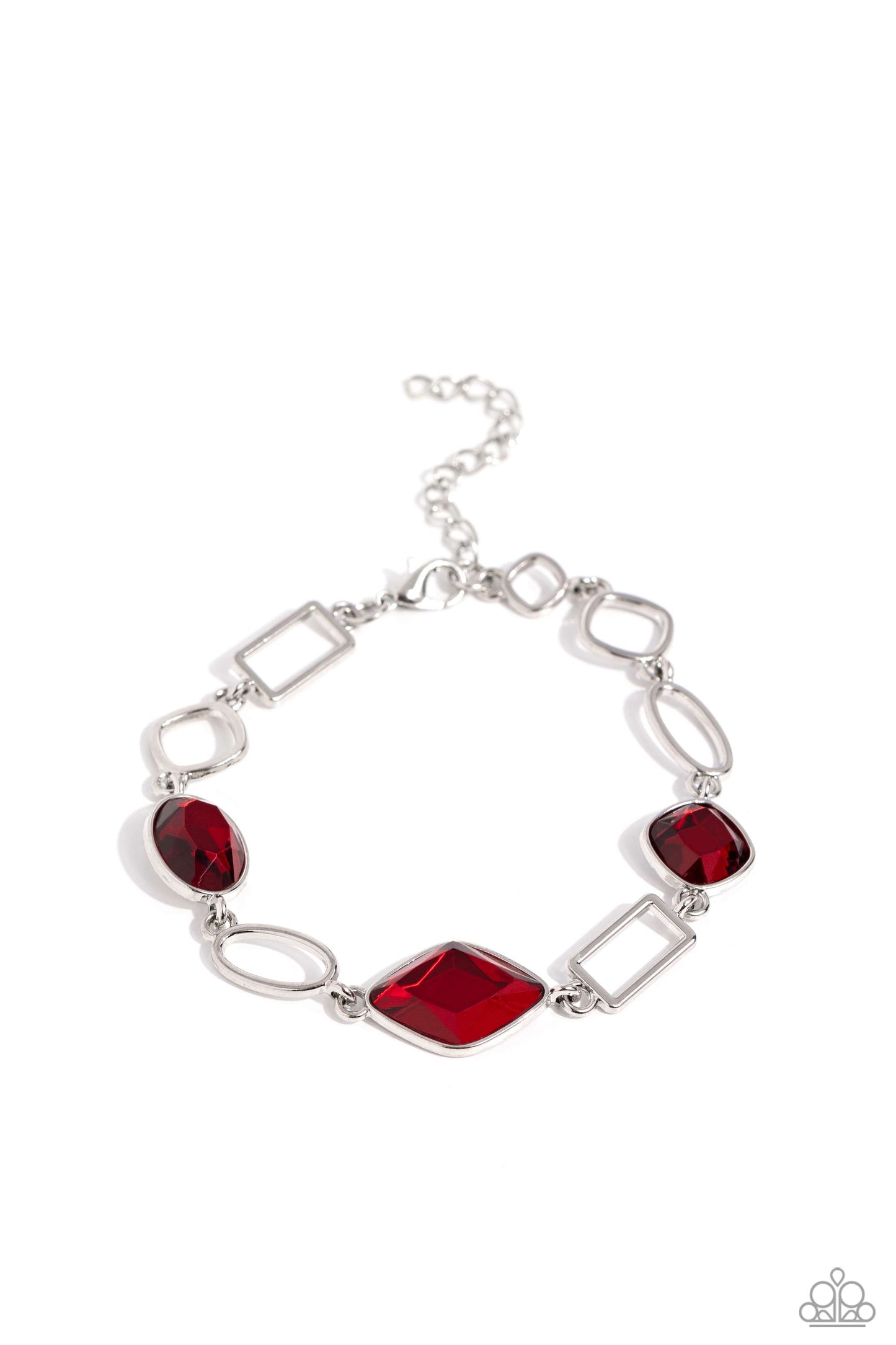 Dazzle for Days - Red Gem Silver Link Bracelet Paparazzi B1399