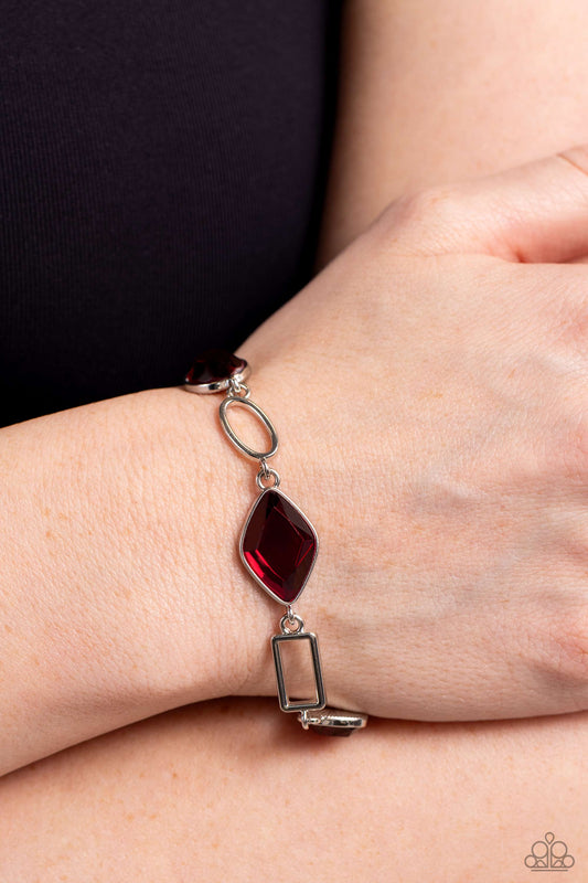 Dazzle for Days - Red Gem Silver Link Bracelet Paparazzi B1399