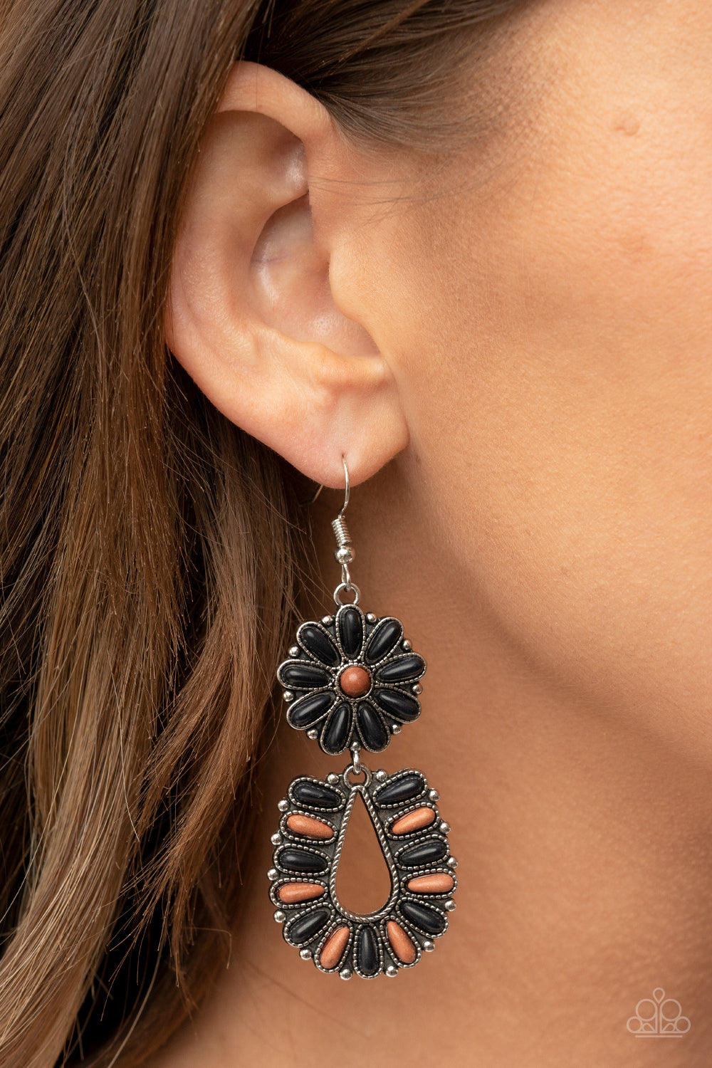 Badlands Eden - Black & Brown Stone Santa Fe Style Earring Paparazzi E1668