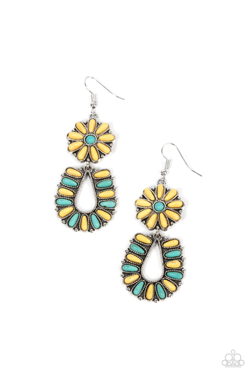 Badlands Eden - Yellow & Turquoise Stone Santa Fe Style Earring Paparazzi E1436