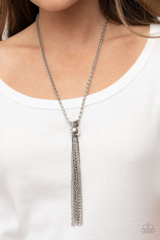 Metallic MESH-Up - Silver & Gunmetal Chain Necklace Paparazzi N1417